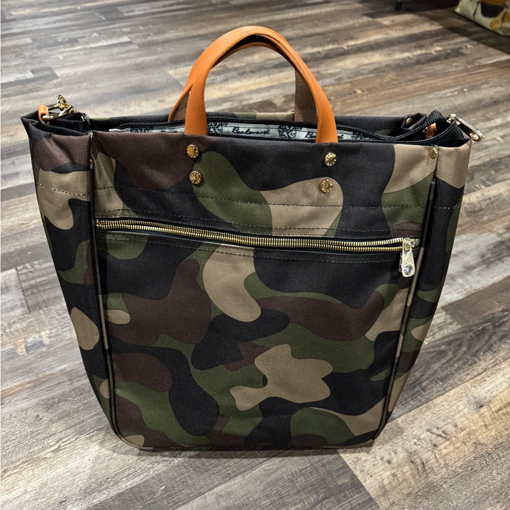 Camouflage Laptop Tote with Orange Handles- brand new!